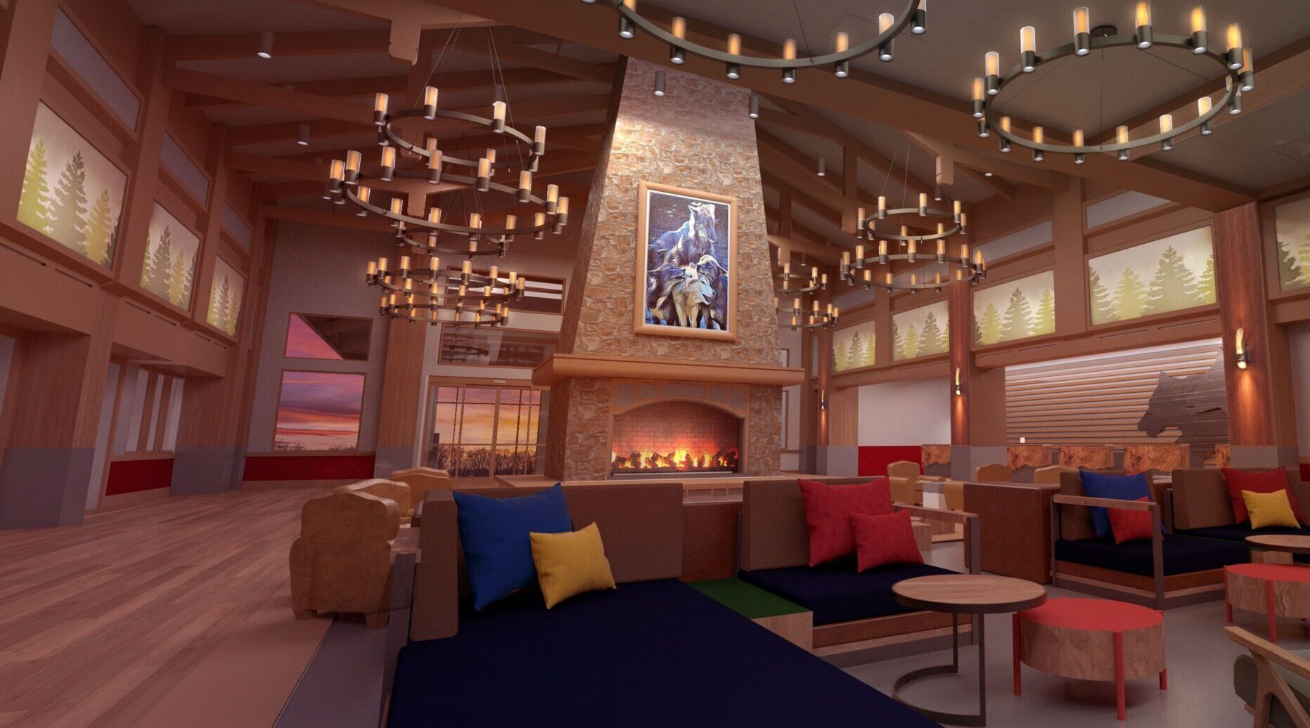 Ten eateries, like Fireside, an upscale restaurant, and Buckets, a more casual spot, are set to provide diverse dining options at Great Wolf Lodge in Webster.